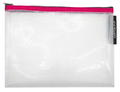 Obálka se zipem síťovaná A5 transparentní s červeným lemem