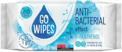 Vlhčené ubrousky antibakteriální GoWipes vitamínový komplex 60ks