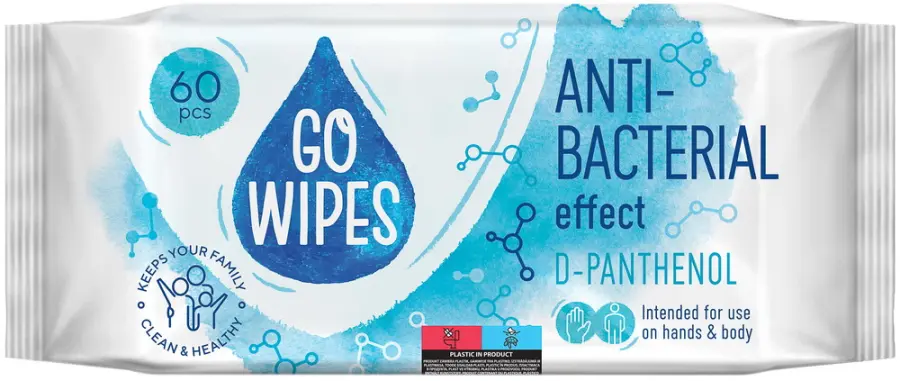 Vlhčené ubrousky antibakteriální GoWipes vitamínový komplex 60ks