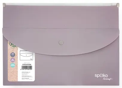 Obálka se zipem a kapsa s drukem ReLeaf, A5, PP, SoftTouch, fialová