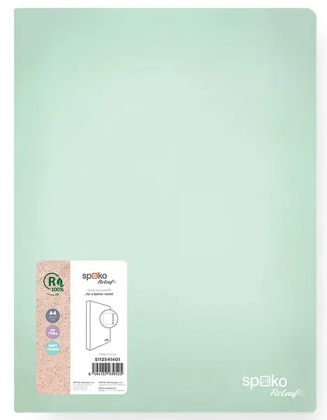 Pořadač kroužkový ReLeaf 4RO, 35mm, A4, PP, SoftTouch, zelený