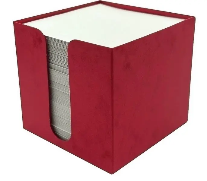 Krabička prešpanová s papírovými lístky 9 x 9 x 8,5 cm, červená