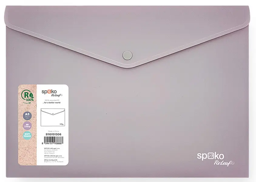 Obálka s drukem ReLeaf A5, PP, SoftTouch, fialová