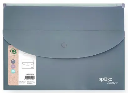 Obálka se zipem a kapsa s drukem ReLeaf A4, PP, SoftTouch, šedá