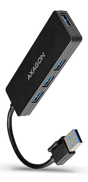 Externí USB AXAGON HUE-G1A, 4x USB 3.2 Gen 1 SLIM hub, kabel Type-A 14cm napevno