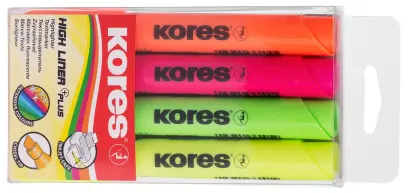 Zvýrazňovač HIGH LINER PLUS, mix 4 barev (žlutá, růžová, oranžová, zelená)