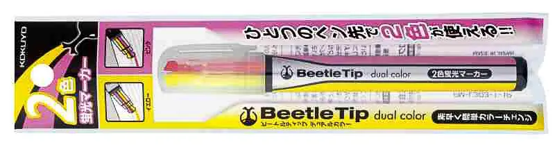 Zvýrazňovač Beetle dvoubarevný, žlutá a růžová