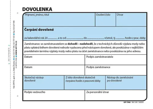 Dovolenka - žádost o dovolenou A6