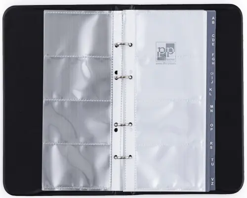 Vizitkář kroužkový 80 vizitek registr Xepter černý