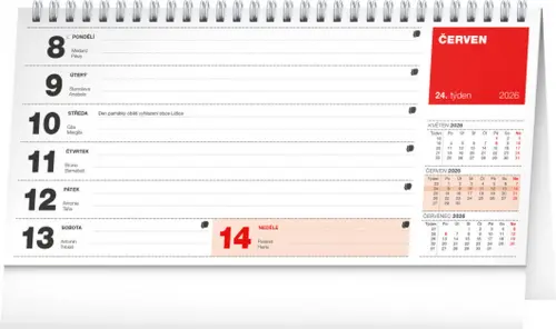 Kalendář stolní Plánovací řádkový 2026, 25 x 12,5 cm