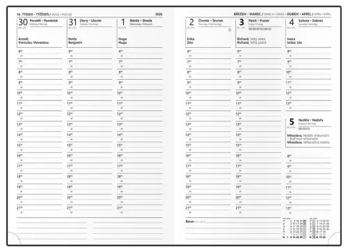 Diář týdenní - Oskar - Balacron - A5 - černá