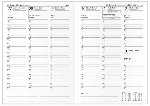 Diář týdenní - Tomáš - Vivella - A4 - bordó