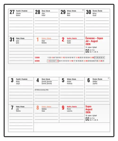 Diář týdenní - Cyril - PVC - modrá