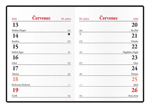 Diář týdenní - Hynek - PVC - černá