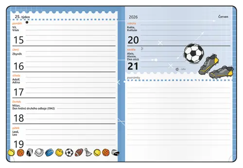 Diář týdenní - Student - V8 - lamino - kapesní - Sport