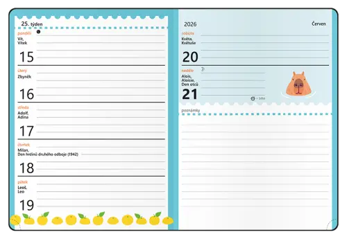 Diář týdenní - Student - V8 - lamino - kapesní - Kapybara