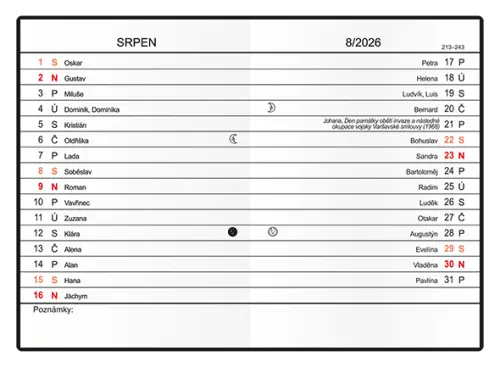 Diář měsíční - Anežka - PVC - bordó