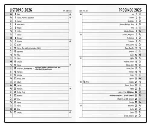 Diář měsíční - Marika - PVC - černá