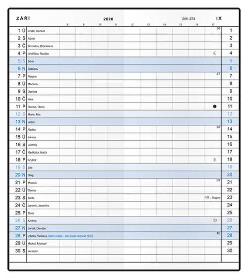 Diář měsíční - Xenie - PVC - bordó