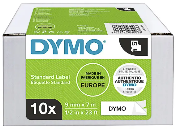 Páska D1 9 mm černá/bílá 10 ks