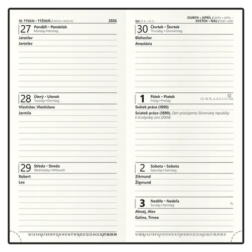 Diář týdenní - Jakub - Wood - kapesní - světle hnědá