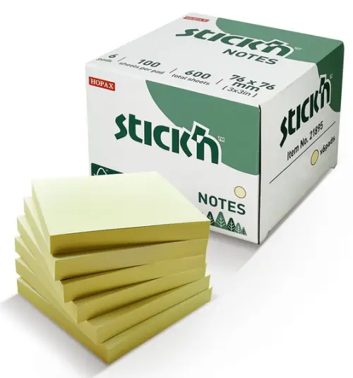 Samolepicí bloček FSC 76 x 76 mm 6 x 100 ks pastelový žlutý