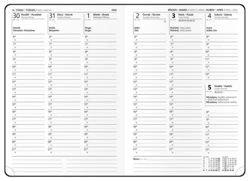 Diář týdenní - Oskar - Softy - A5 - černá