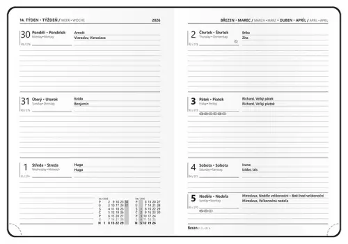 Diář týdenní - Prokop - Luxi - B6 - bordó