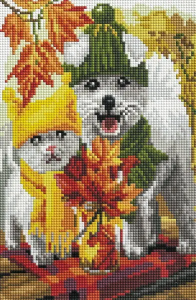 Mozaika diamantová A 17 pes a kočka