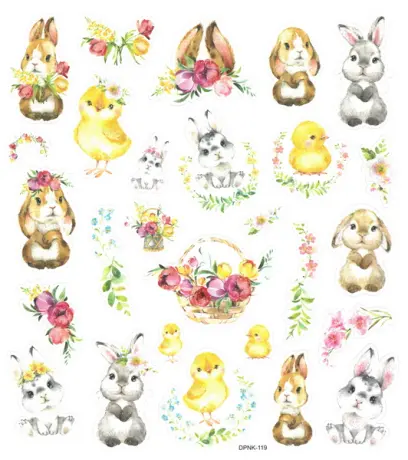 Samolepky papírové DPNK-119 králičci a kuřátka DP