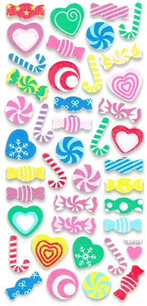 Samolepky pěnové glitterové 06 bonbóny