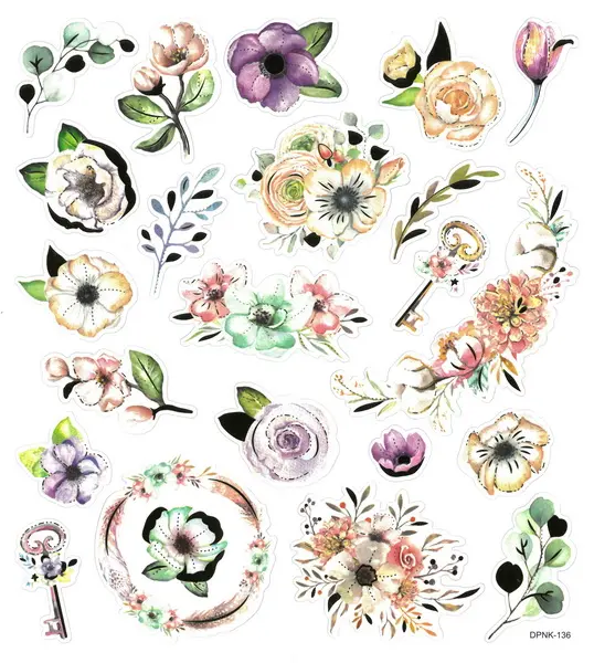 Samolepky papírové DPNK-136 boho kytky DP