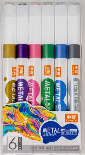 Popisovač štětcový Metal 6 barev