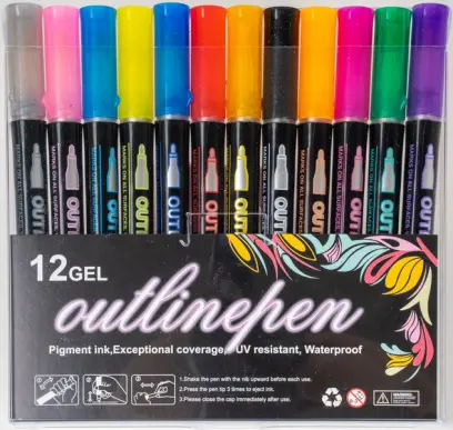 Popisovač outline Shine 12 barev