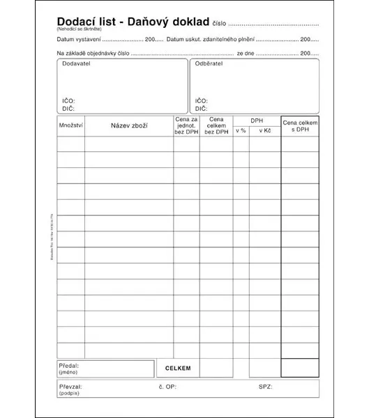 Dodací listy A5 SP