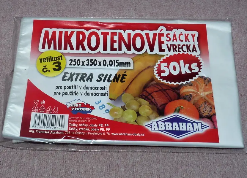 Sáček mikrotenový 250x350 mm 15 mic. extra silné 50 ks