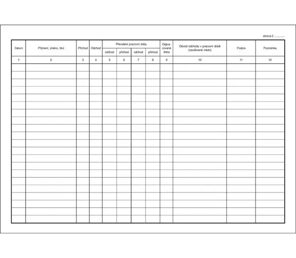 Kniha příchodů a odchodů A4 oboustranná
