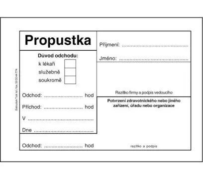 Propustka A7 50 listů