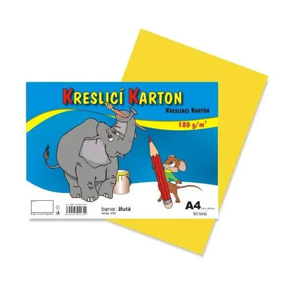 Karton kreslicí A4 180 g žlutý 50 listů