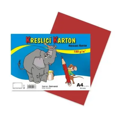 Karton kreslicí A4 180 g červený 50 listů