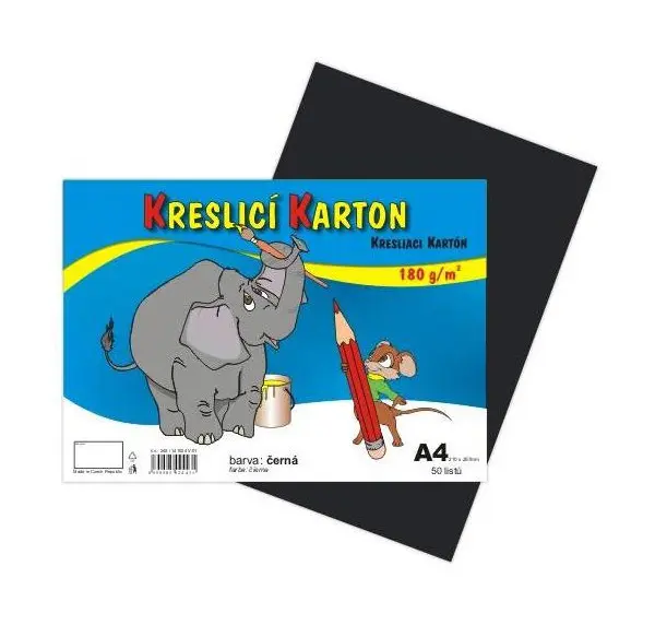 Karton kreslicí A4 180 g černý 50 listů
