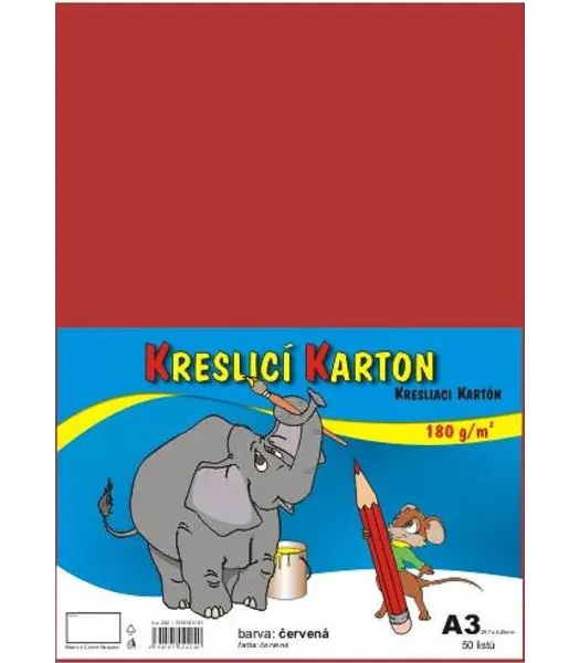 Karton kreslicí A3 180 g červený 50 listů