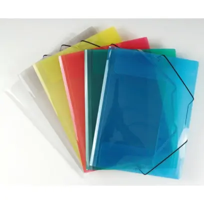 Mapa 3 klopá s gumou PP průhledná červená