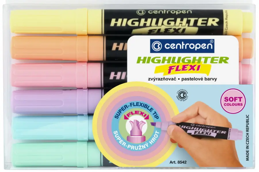 Zvýrazňovač 8542/6 sada 6 ks Flexi pastel stopa 1-5 mm