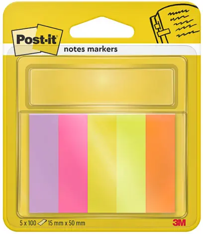 Blok samolepicí 15x50 mm 5x100 lístků 670/5 neon