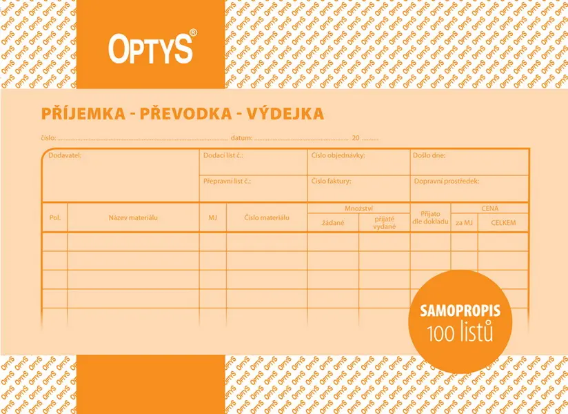 Příjemka převodka výdejka A5 NCR