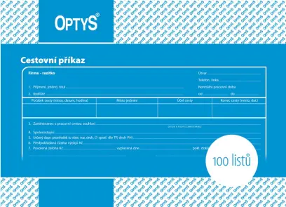 Příkaz cestovní A5 (100 listů)