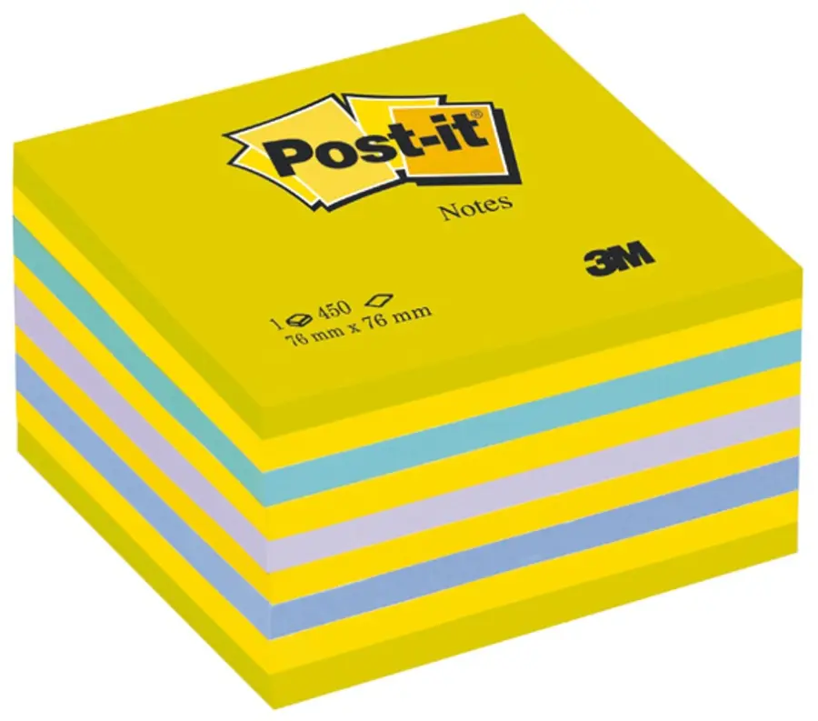 Blok samolepicí 76x76 mm 450 lístků 2028NB odstíny zelené a modré