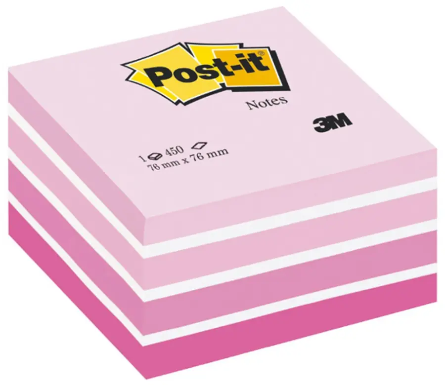 Blok samolepicí 76x76 mm 450 lístků 2028P růžové