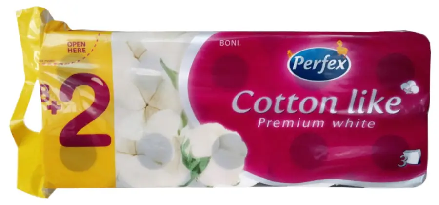 Papír toaletní Perfex třívrstvý bílý cotton like 10 ks